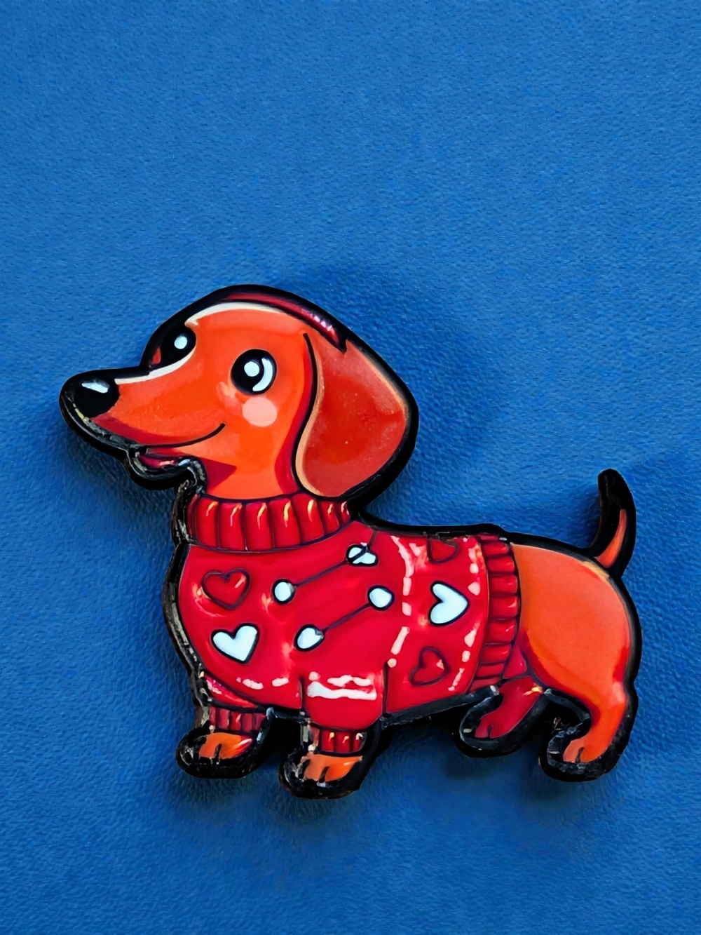 Adorable Dachshund Enamel Brooch - Charming Dog Pin